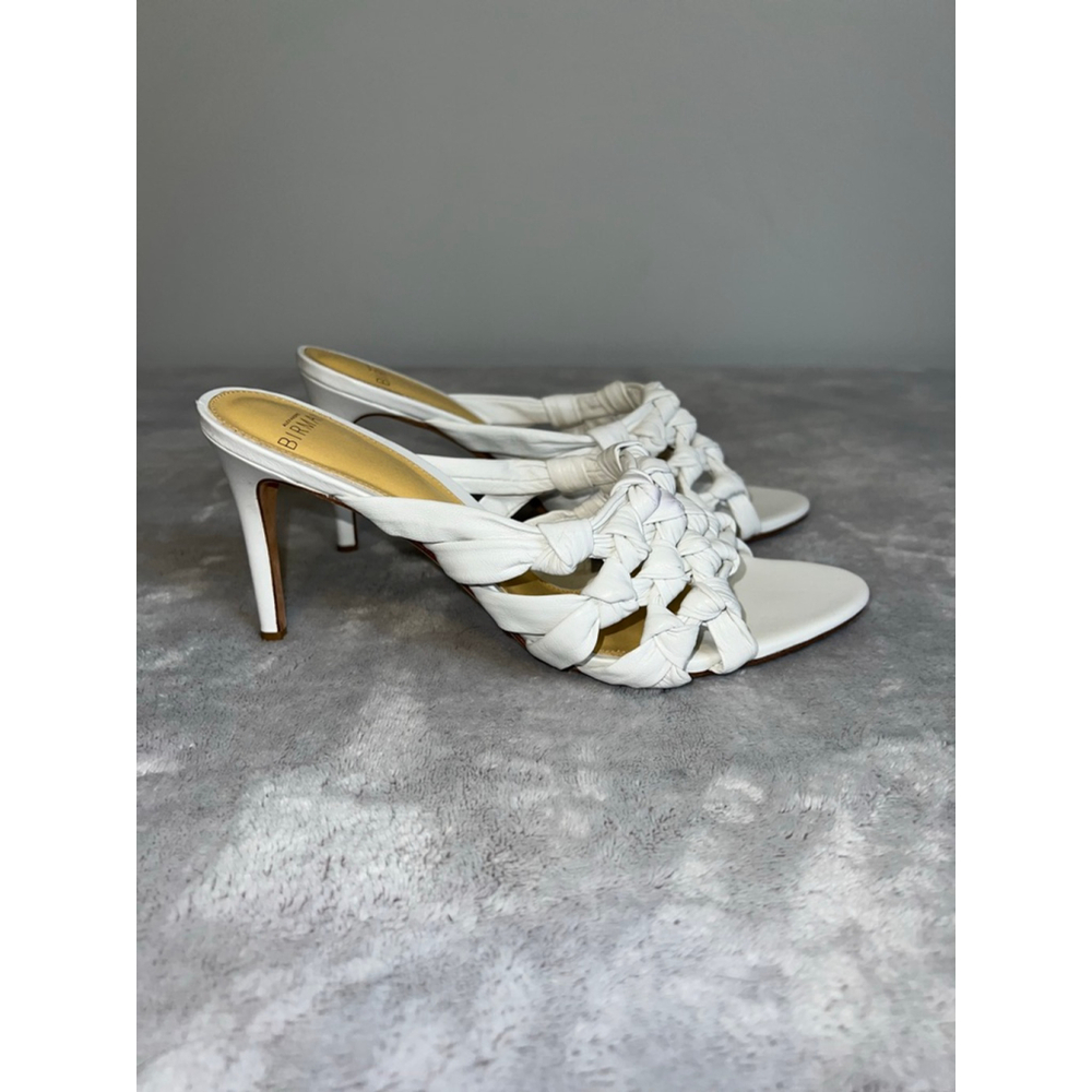 Alexandre Birman White Braided Leather Heels Size 8.5